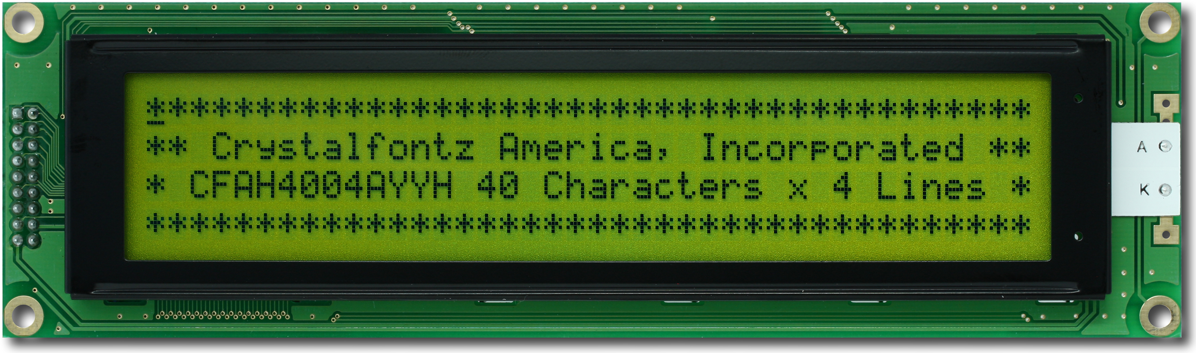 40x4 Parallel Character LCD (CFAH4004AYYHJT)