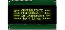 Yellow on Black 20x4 Character Display CFAH2004A-YTI-JT Yellow on Black 20x4 Character Display CFAH2004A-YTI-JT