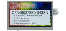480x272 4.3" Non-Touch EVE Accelerated TFT Module CFA480272E0-043SN 480x272 4.3" Non-Touch EVE Accelerated TFT Module CFA480272E0-043SN