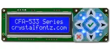 White on Blue 16x2 Character LCD RS232 CFA533-TMI-KS White on Blue 16x2 Character LCD RS232 CFA533-TMI-KS