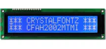 White on Blue 20x2 Character LCD Module CFAH2002M-TMI-ET White on Blue 20x2 Character LCD Module CFAH2002M-TMI-ET