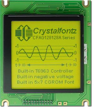 128x128 Pixel Parallel Graphic LCD [EOL] (CFAG128128A-YYH-TZ)